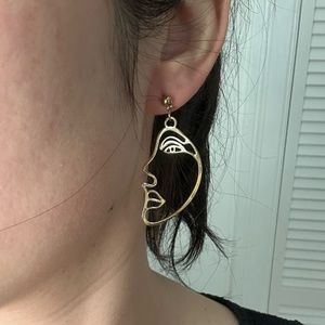 Face Profile Gold Earrings